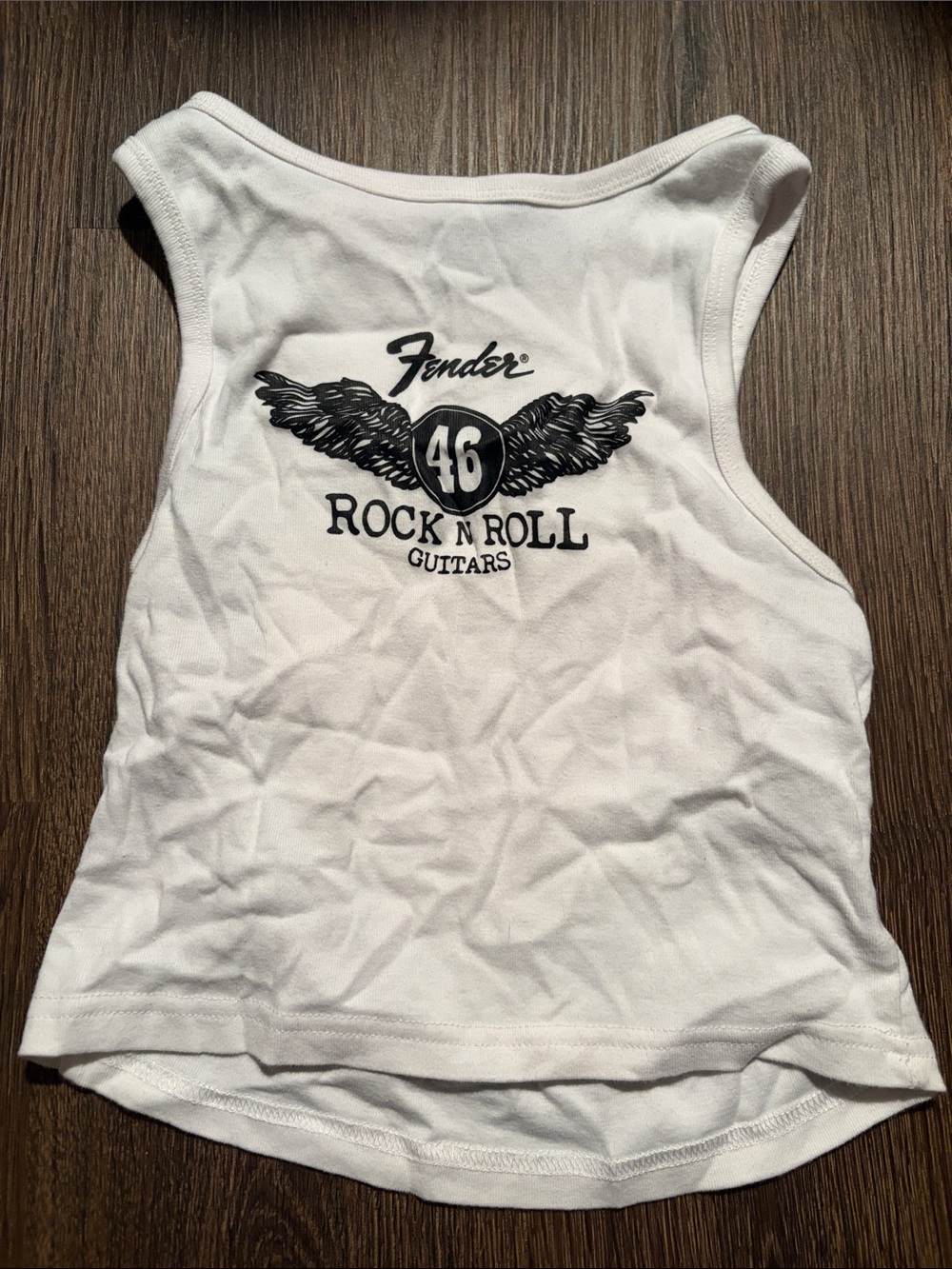 Fender White Kids Tank Top with Black Rock N Roll Graphic
